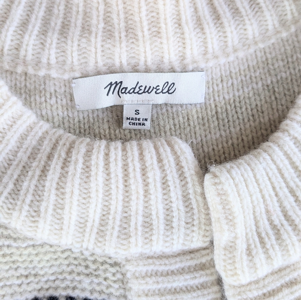 Madewell Paillette-Stripe Knit Wool Nordic Open Front Cardigan Sweater — Size S - Picture 3 of 5